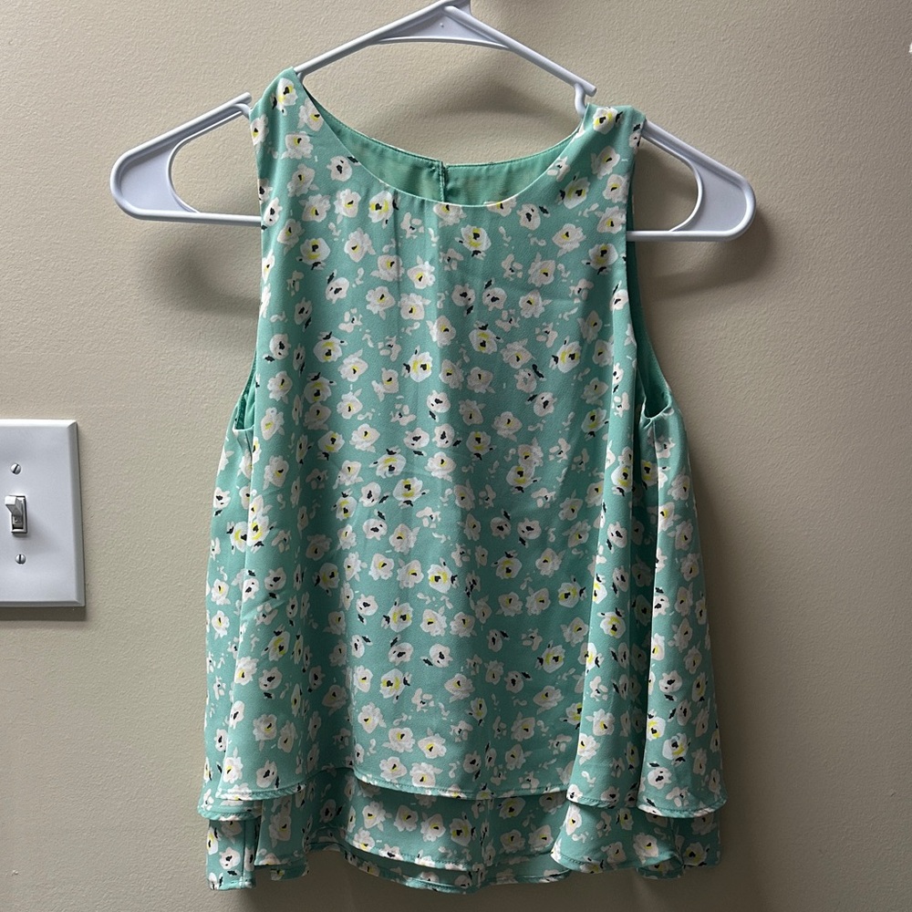 LOFT Mint Floral Tank Top